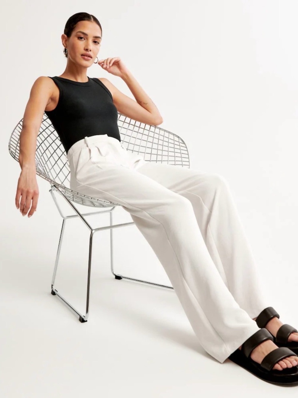 NWT Daisy Grace White Tailored High-Waist Wide-Leg Pants Size: M - Picture 2 of 10